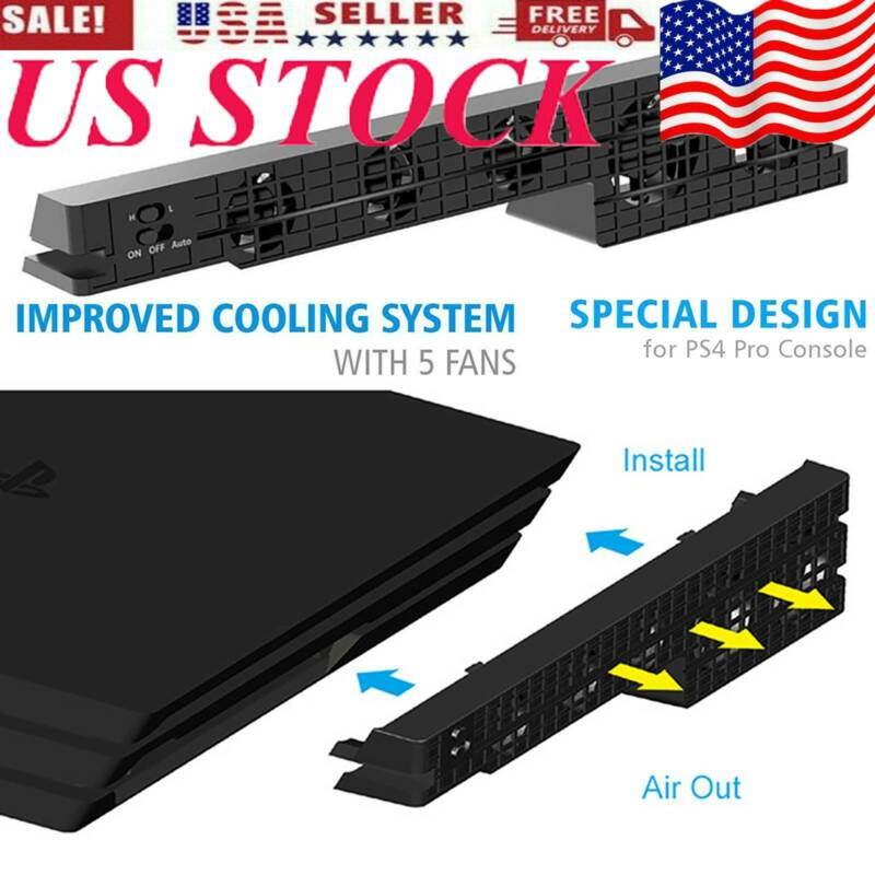 For PS4 Pro Playstation 5 Cooling Fan External Turbo Temperature Control for PS4 Gaming Console PS4 Pro External Super Cooling Fan - Turbo Cooler Black for Playstation 4 Pro US STOCK