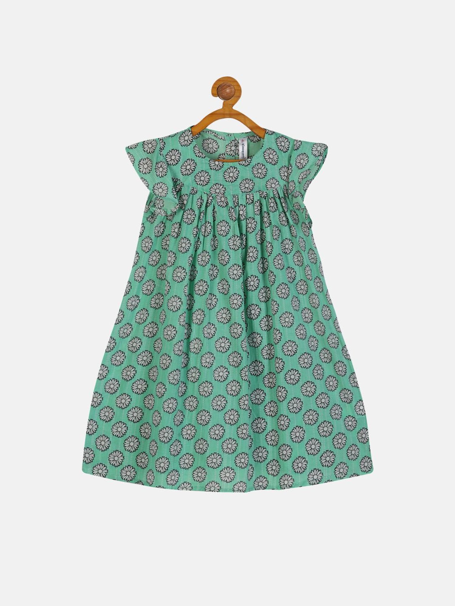 Kiddopanti Kids Green Floral Print Dress