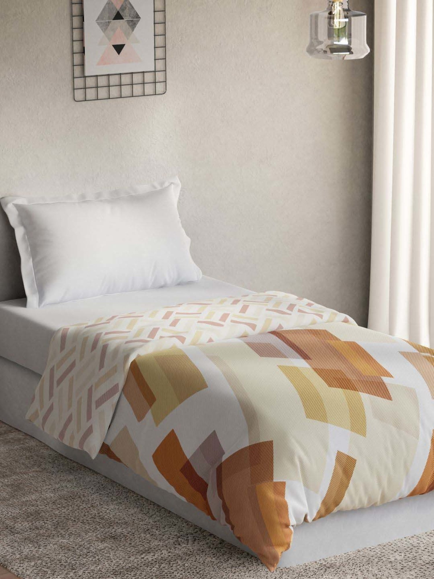 Maspar Vincent Green & Blue Cotton 120 TC Reversible Quilt - Set of 1