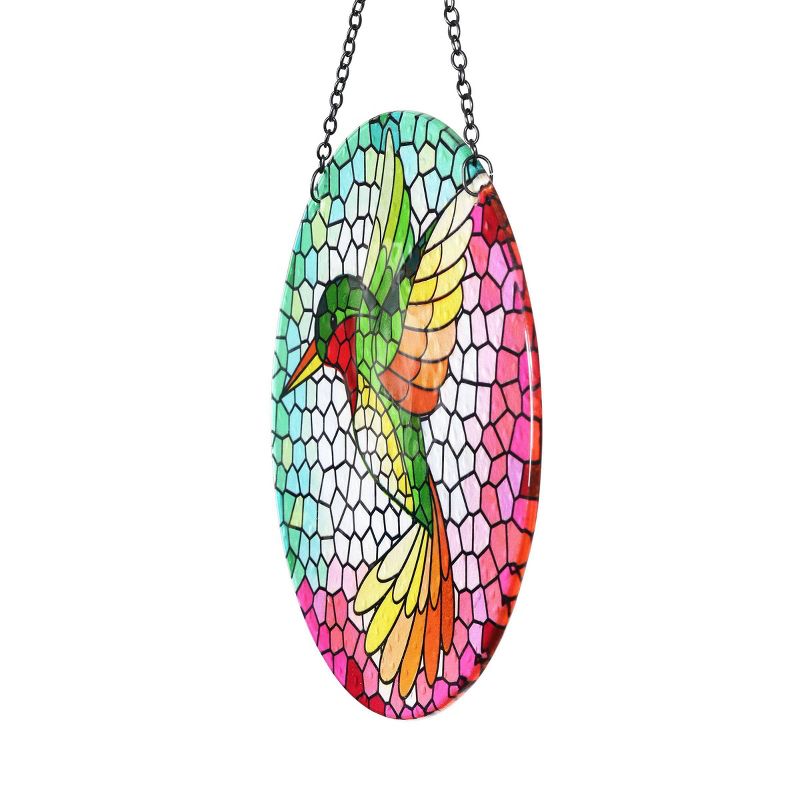 16.93" Metal Hanging Mosaic Hummingbird Suncatcher - Exhart