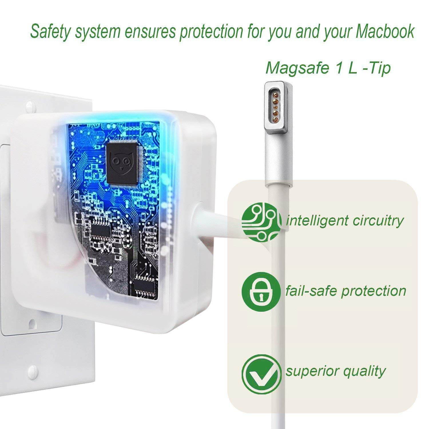 OEM Compatible with MacBook Air Charger, 45W AC Adapter with Magsafe 1 L-Tip Magnetic Connector for A1237 A1244 A1304 A1369 A1370 A1374 A1377 11&rdquo; 13&rdquo; (Released Before Mid 2012)