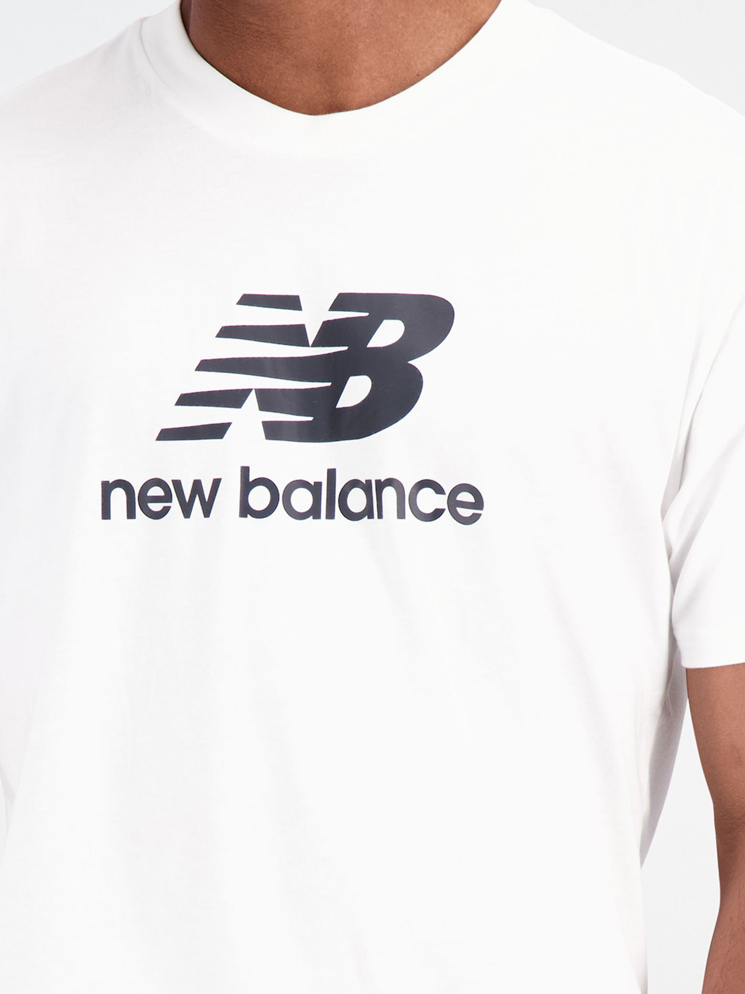 New Balance White Regular Fit Logo Printed Crew T-Shirt