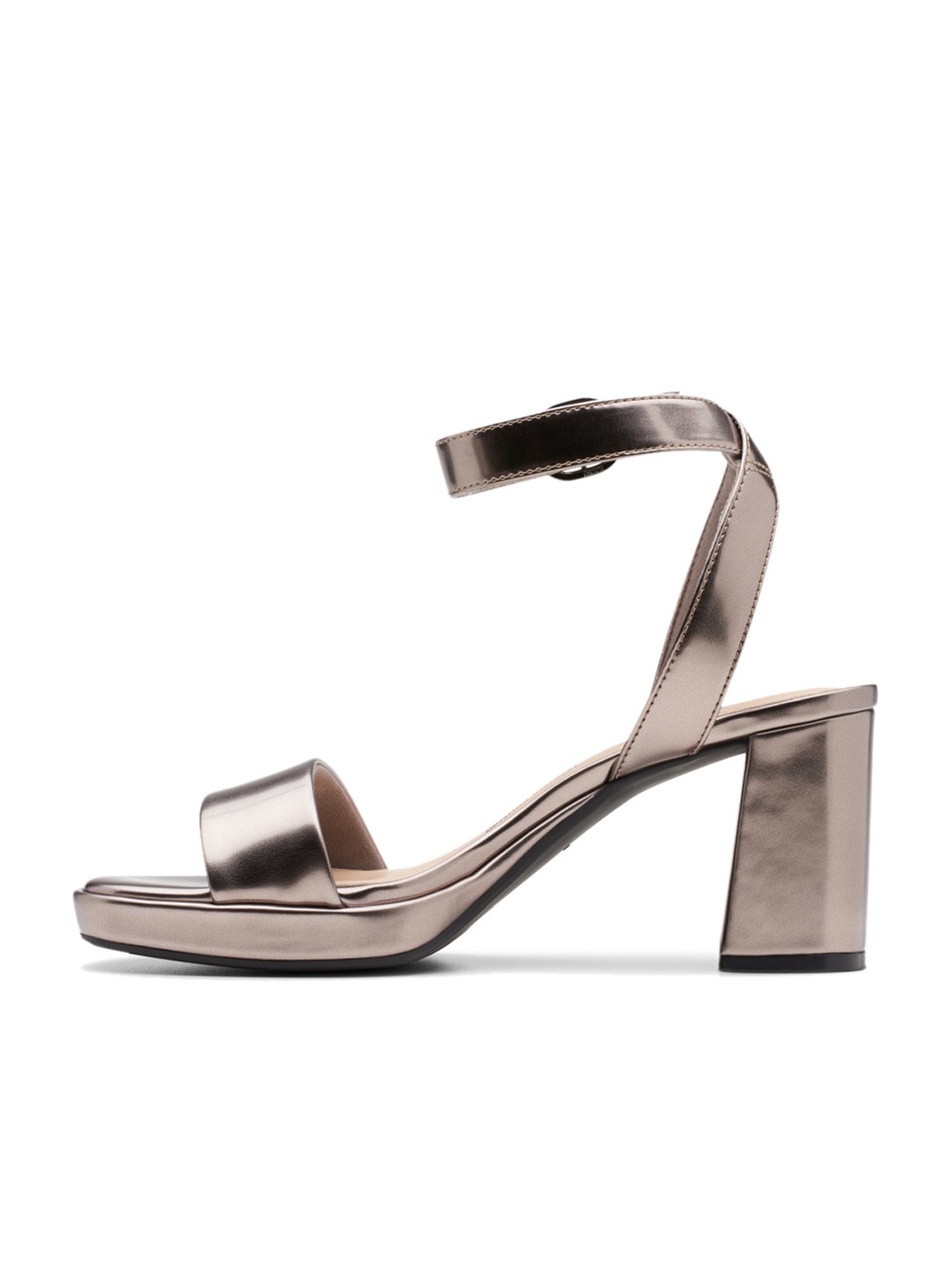 Clarks Women's AmbyrLyn Bay Gun Metal Ankle Strap Sandals