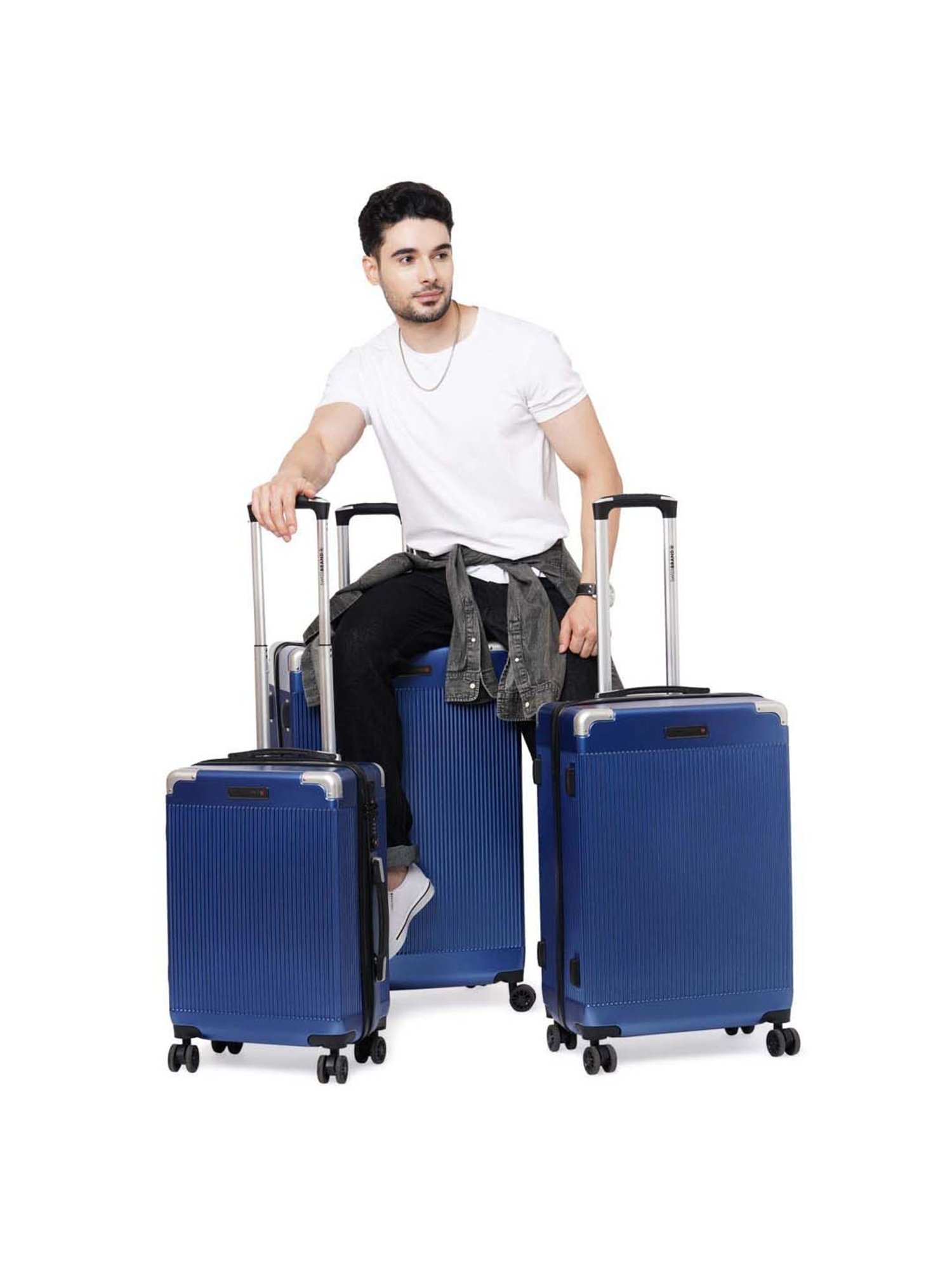 Swiss Brand Geneve Blue Medium Hard Trolley Bag - 25 cm