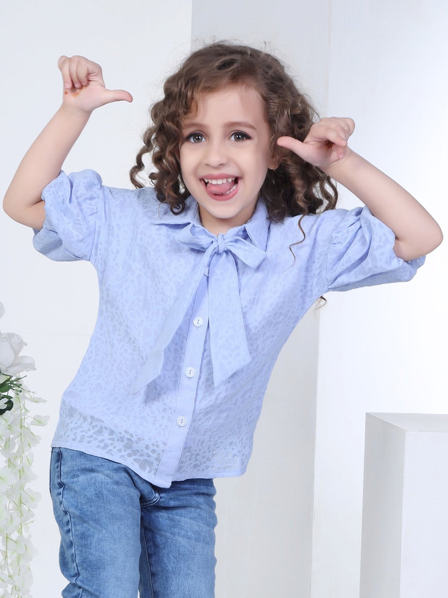 Peppermint Kids Blue Printed Shirt