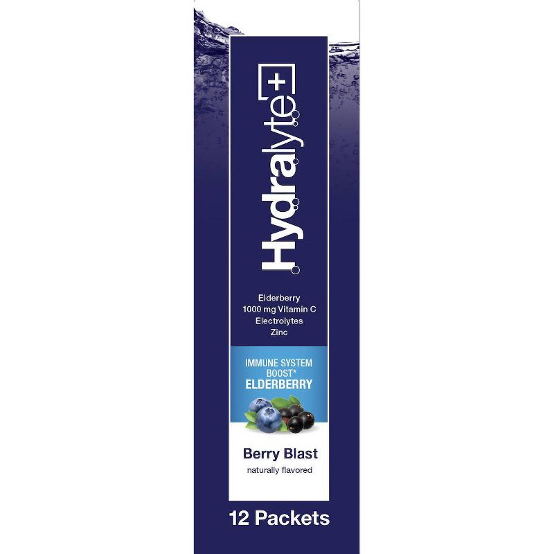 Hydralyte Hydration Plus Immune System Boost Elderberry Powder Packets - 12ct