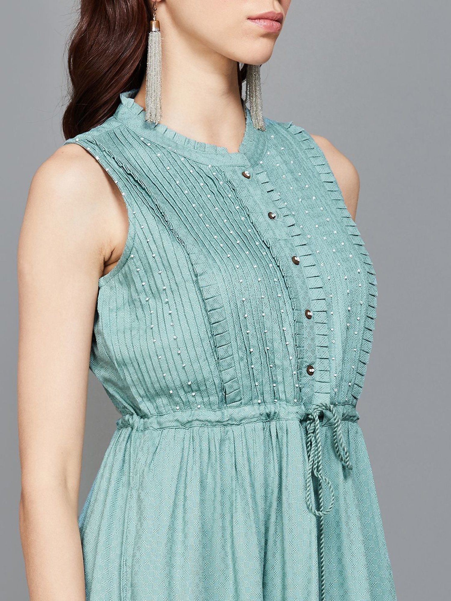 Colour Me by Melange Blue Printed A-Line Dress