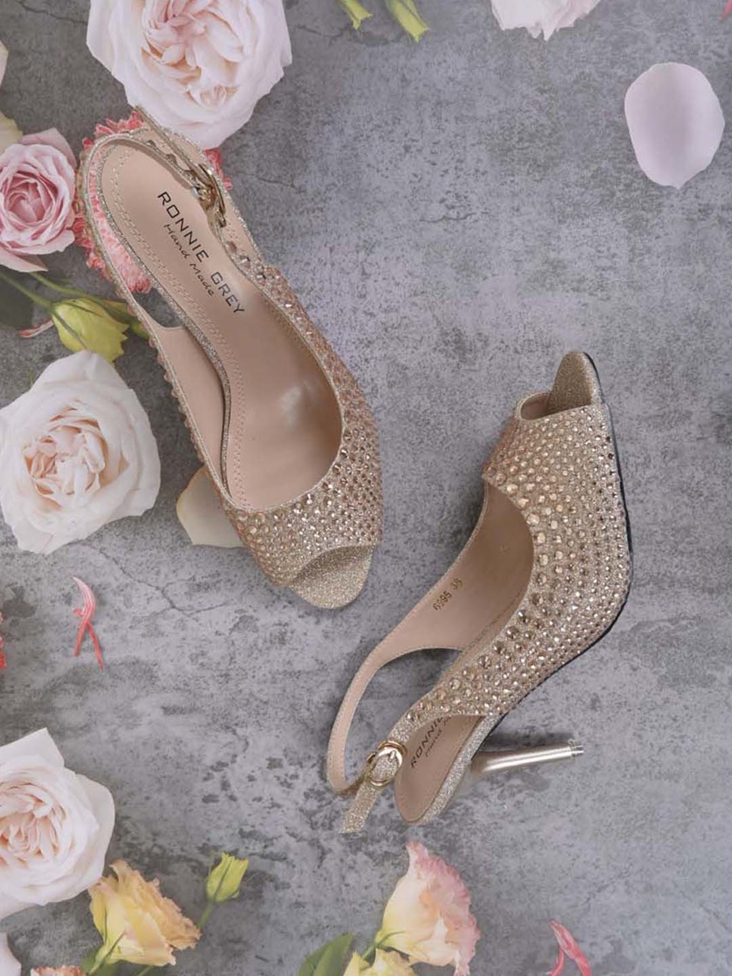 Ronnie Grey Women's Champagne Back Strap Stilettos