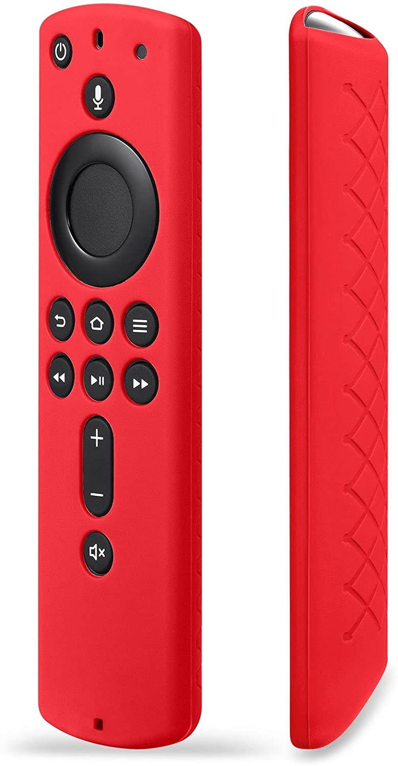 2Pack Remote Case Cover for Fir TV Stick 4K / Fir TV Cube/Fir TV (3rd Gen), SYMOTOP Anti Slip Silicone Remote Case Compatible with All-New 2nd Gen Alexa Voice Remote Control - Black Red