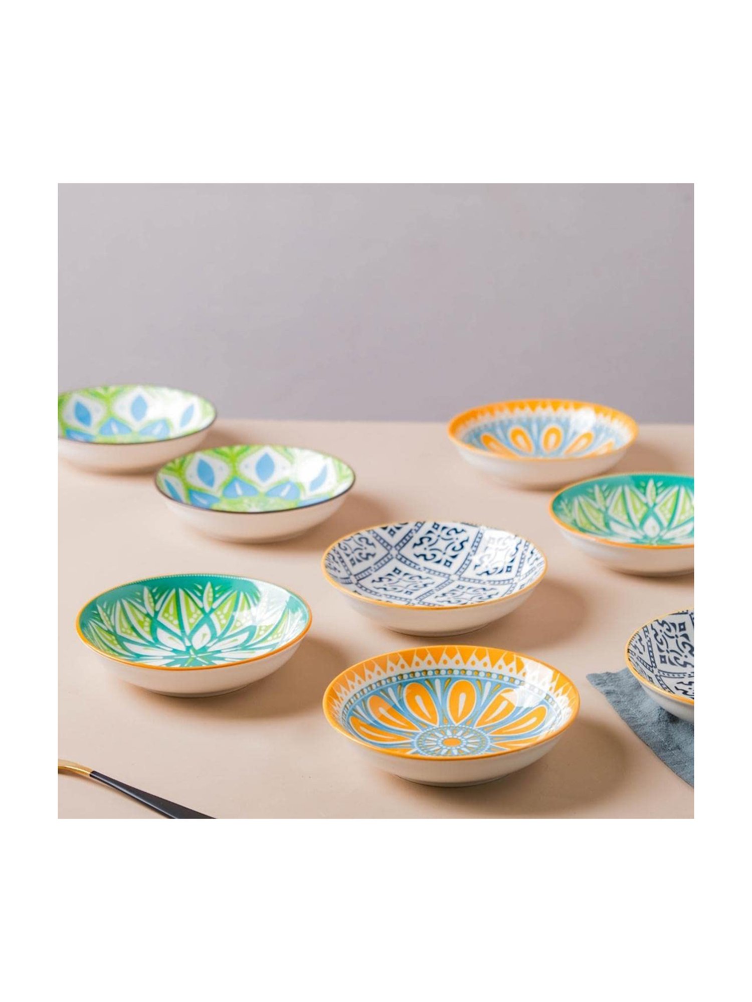 Nestasia Printed &iquest;Green &iquest;Ceramic Round Plates - Set of 4