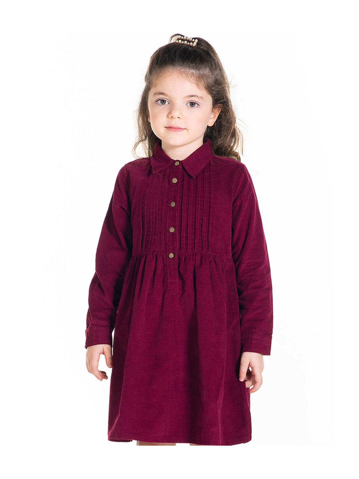 Cherry Crumble By Nitt Hyman Kids Maroon Solid Dress