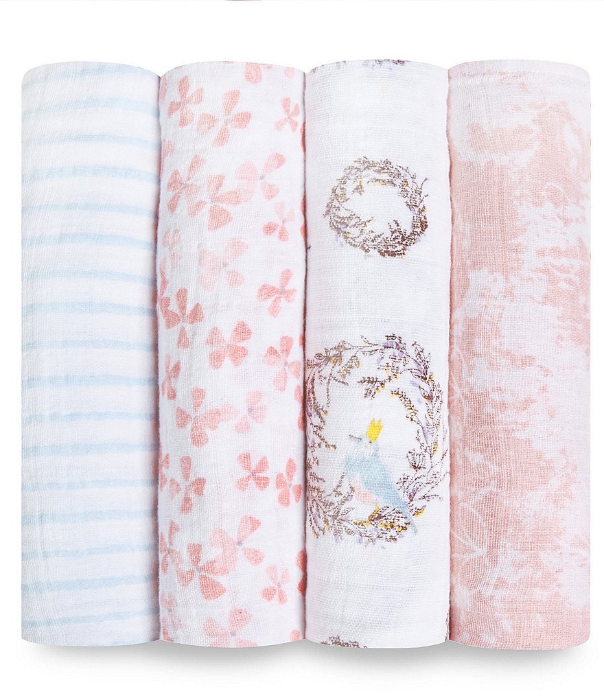 Aden Anais Baby Girls 4-Pack Printed Birdsong Swaddle Blankets