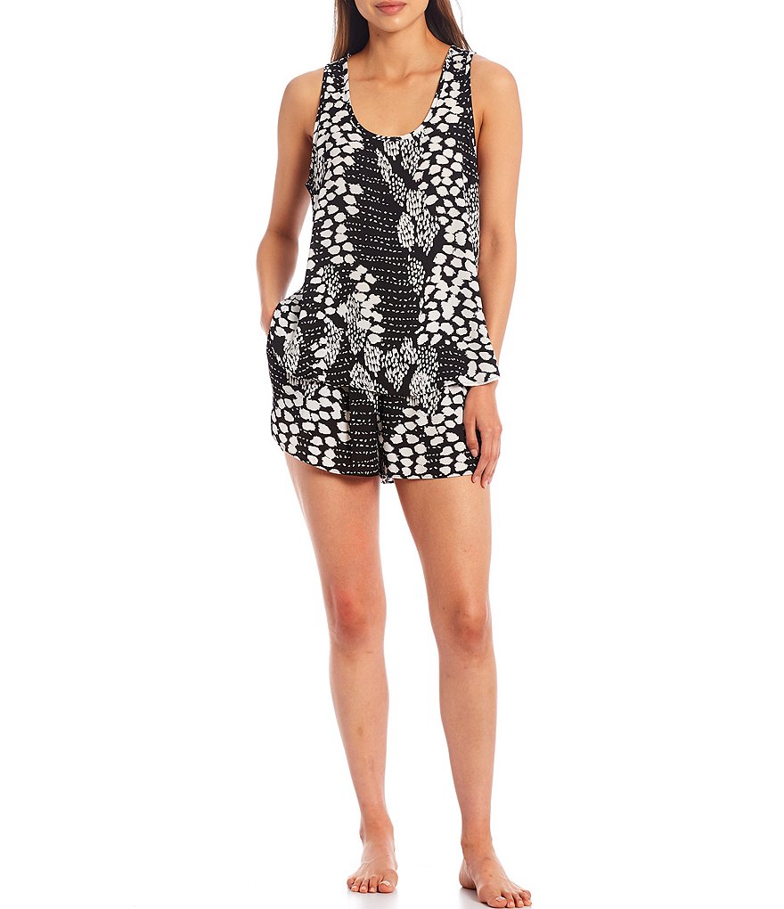 VAN WINKLE & CO. Animal Print Coordinating Satin Sleep Tank