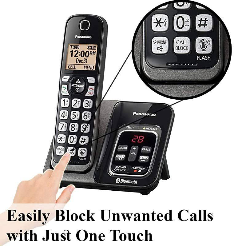 KXTG833SK Link2Cell Bluetooth with Talking Caller ID 3 Handset Cordless Phone Renewed