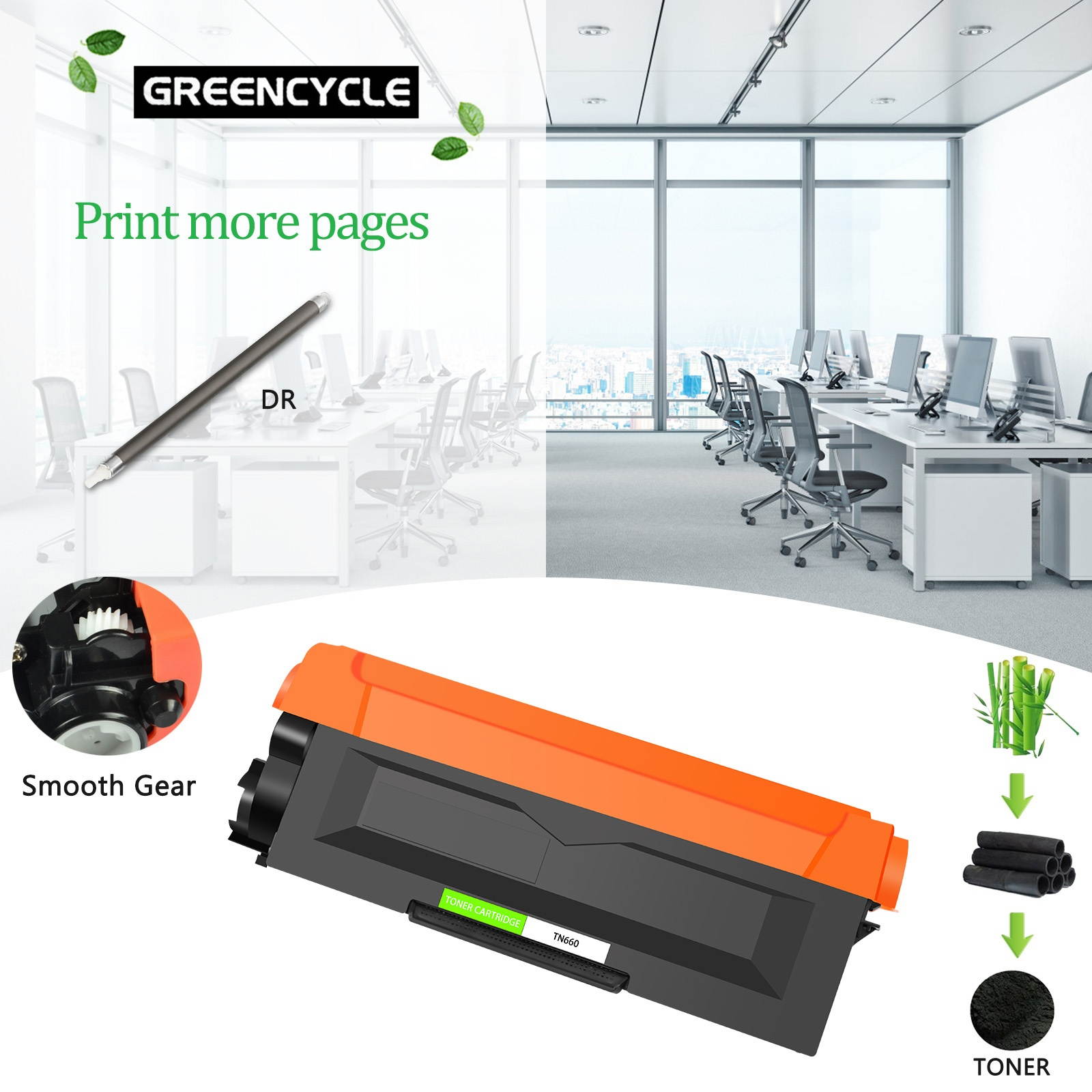 GREENCYCLE 2PK Set Compatible with Brother TN660 DR630 (1 Toner, 1 Drum) High Yield for DCP-L2300D MFC-L2720DW Printer