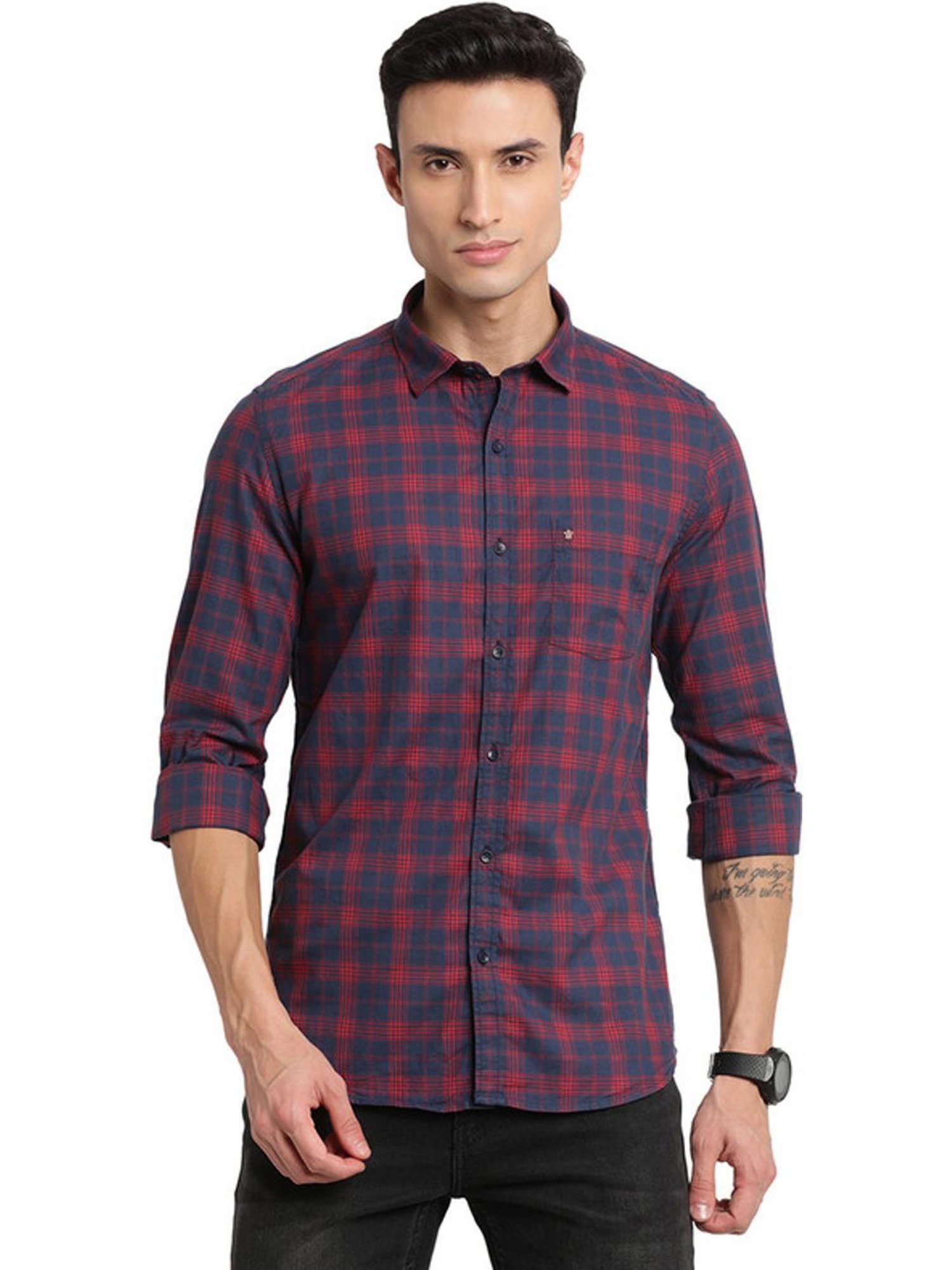 Turtle Multicolored Cotton Slim Fit Checks Shirt