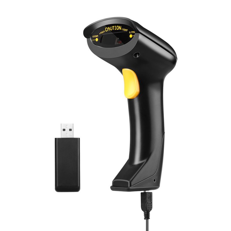 Eyoyo Wireless 1D Barcode Scanner, Handheld 2-in-1 2.4GHz Wireless & USB Wired Connection Barcode Reader 1D Image Scanner with USB Receiver Work with Computer PC POS for Warehouse Supermarket