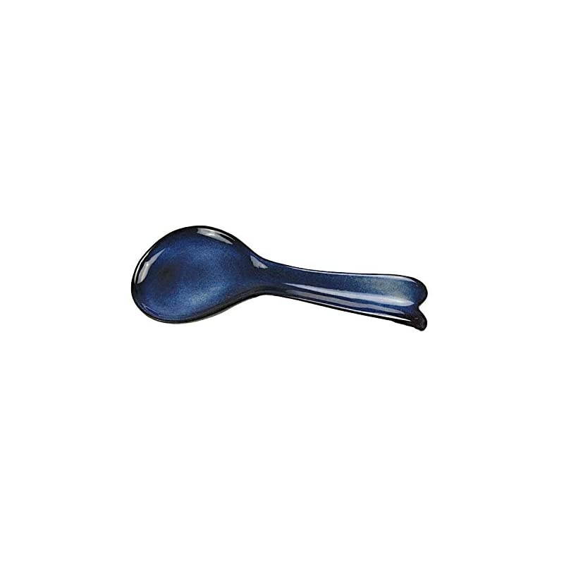 Ceramic Stoneware Blue Gray Spoon Rest, 9 Inch