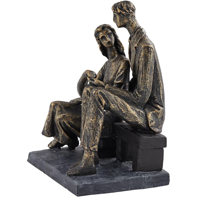 Kensington Hill Couple Sitting 8" High Antique Bronze Statue