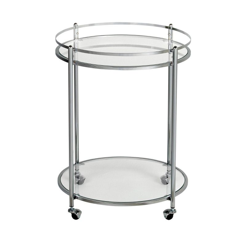 Veranda Round Bar Cart with Clear Glass Chrome - Studio Designs Home