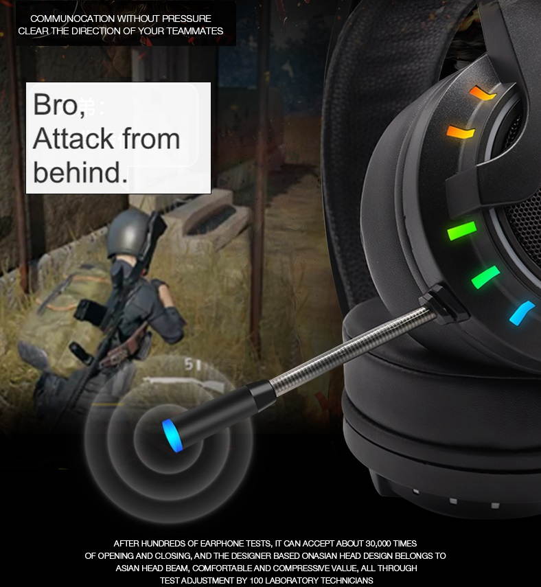 UKCOCO Gaming Headset Wired Headphones with Microphone, Enhanced 7.1 Surround Sound and USB Single Plug