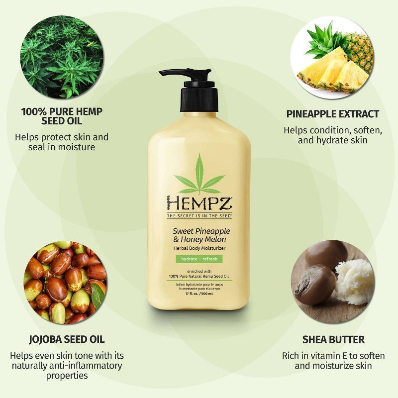Hempz Sweet Pineapple and Honey Melon Herbal Body Moisturizer - 17oz