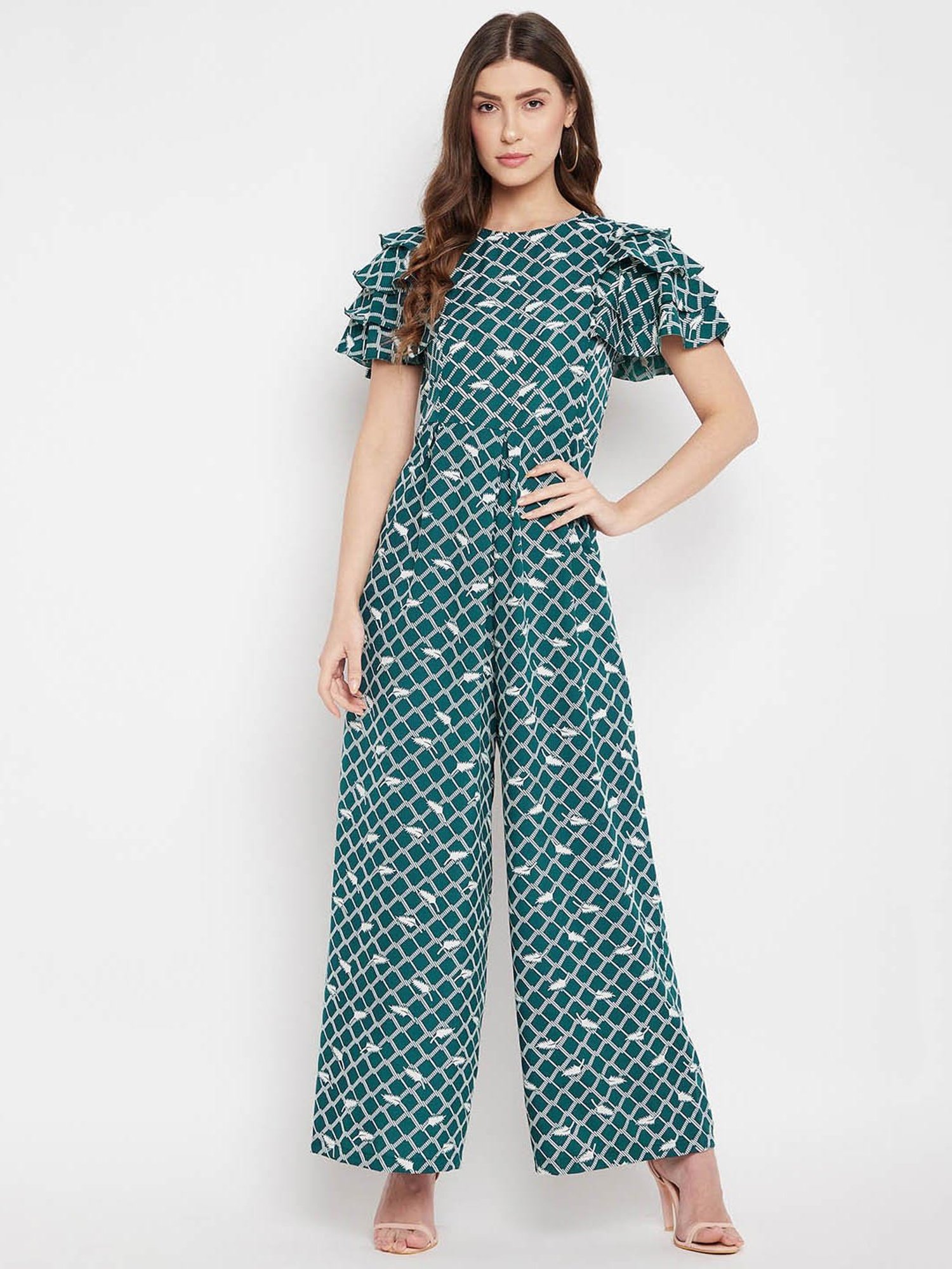 Uptownie Lite Green Printed Jumpsuit