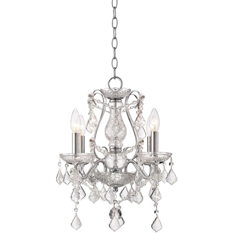 Vienna Full Spectrum Chrome Chandelier 17" Wide Clear Crystal 4-Light Fixture for Dining Room House Foyer Kitchen Island Entryway
