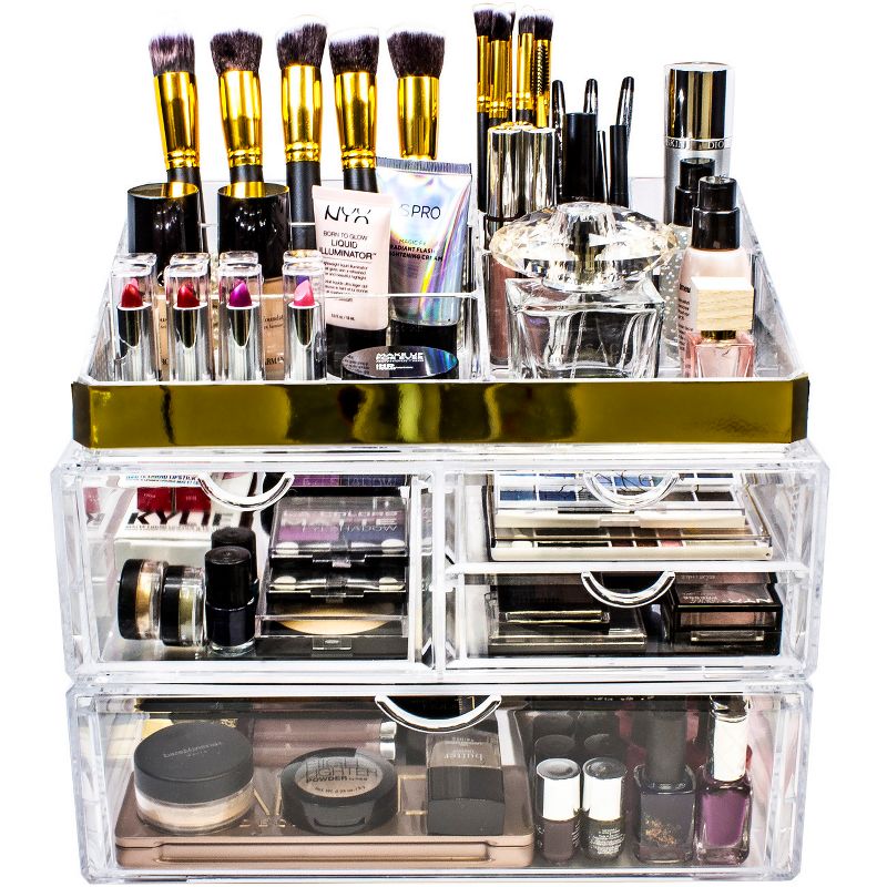 Sorbus Makeup Storage Organizer -  X-Large - Set 1 -  Gold