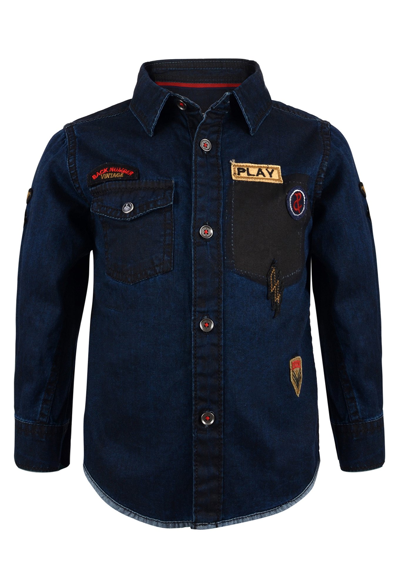 Tales & Stories Kids Dark Blue Applique Shirt