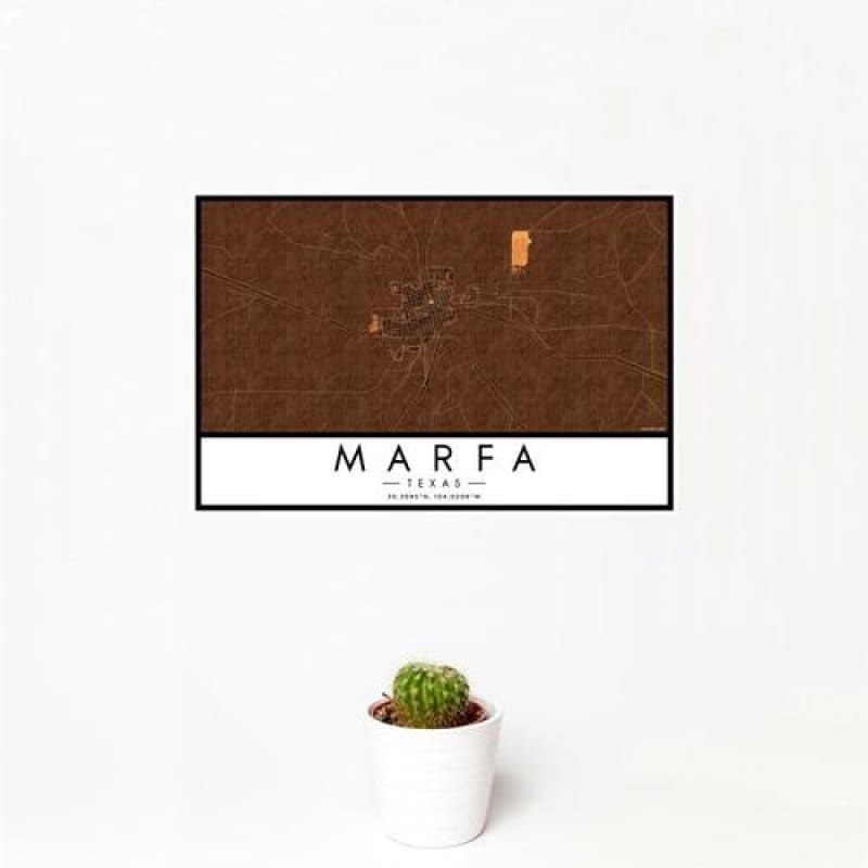 Marfa - Texas Map Print in Ember