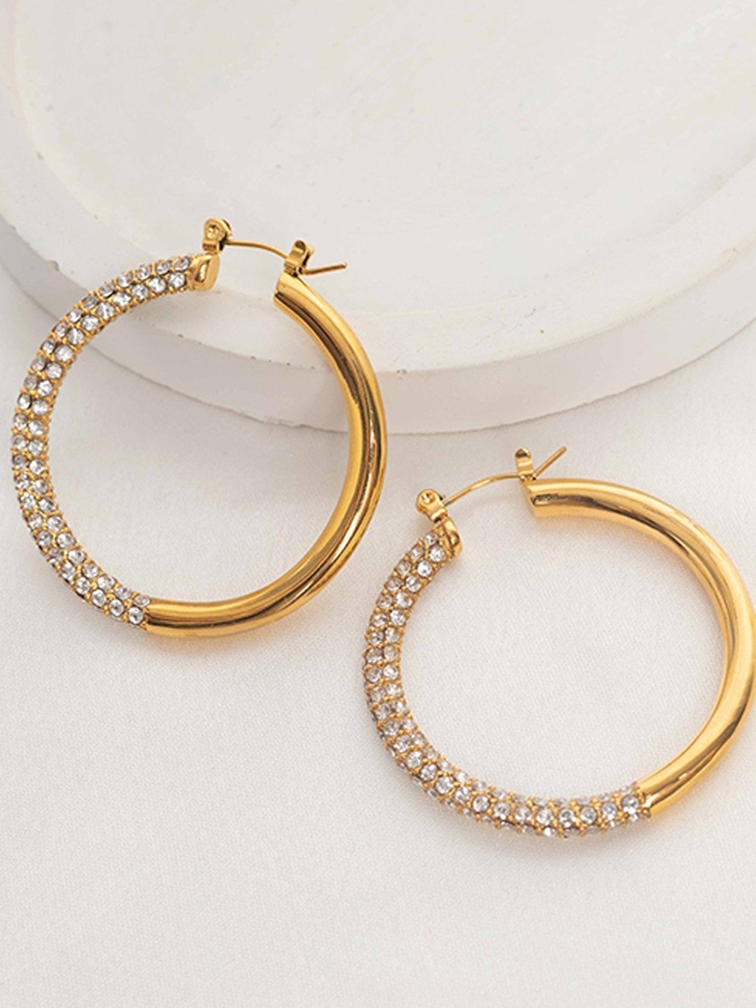Perfectly Average Diamond Crystal CZ Studded Hoops for Women & Girls