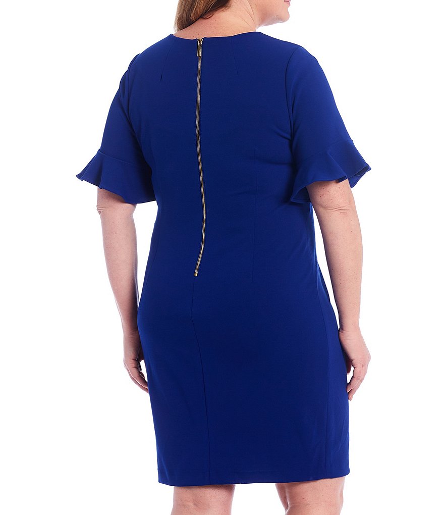 Kasper Plus Size Stretch Crepe Stand Combo Collar One Button Jacket