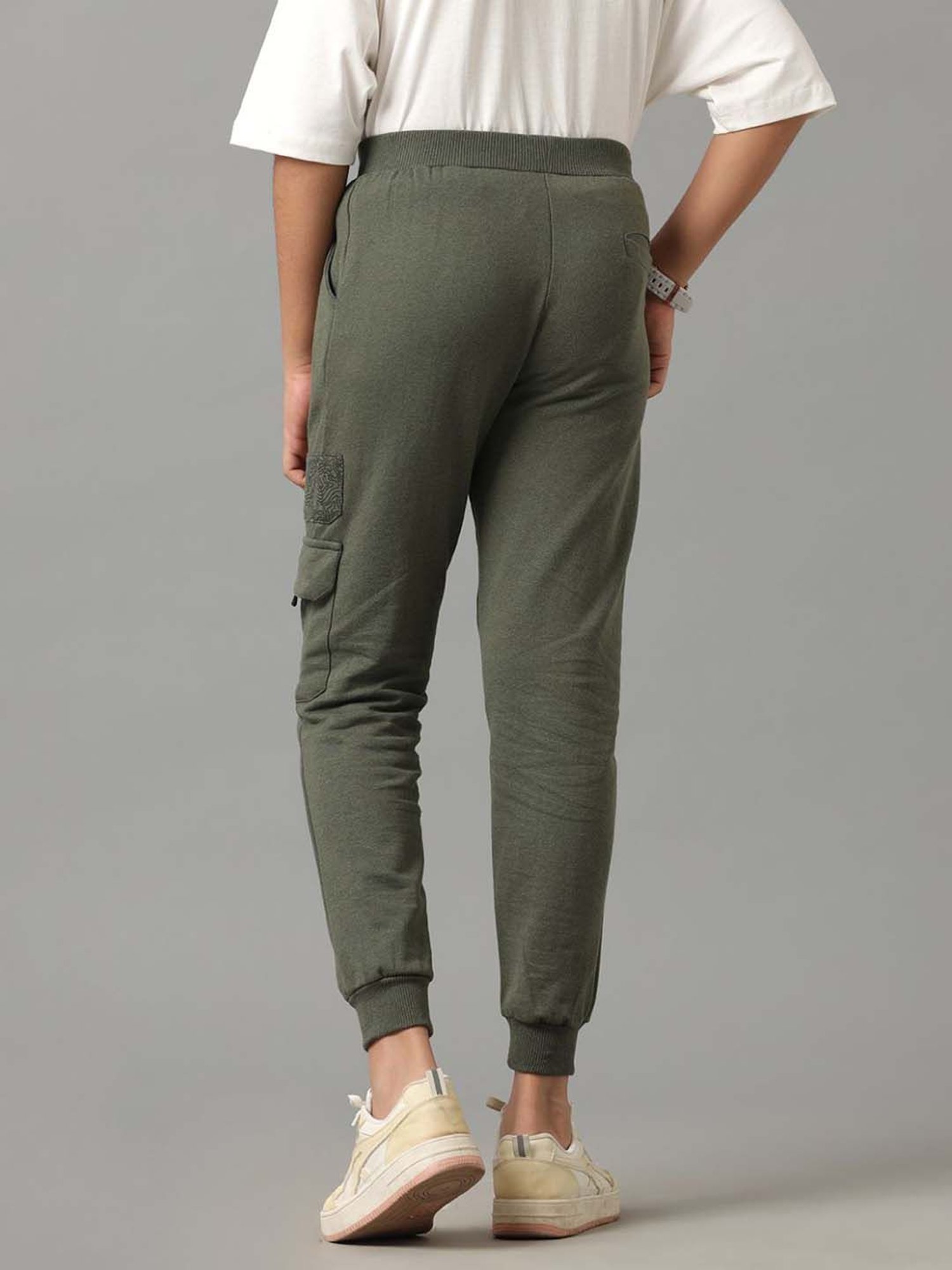 Under Fourteen Only Kids Olive Green Cotton Regular Fit Full Sleeves Jogger