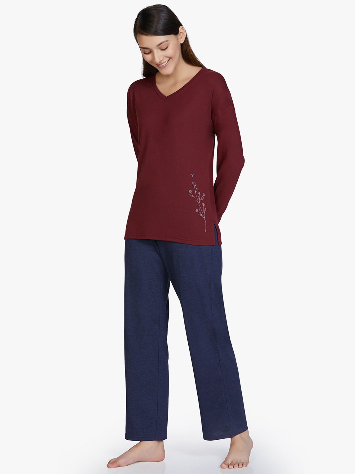 Amante Navy Textured Pyjamas