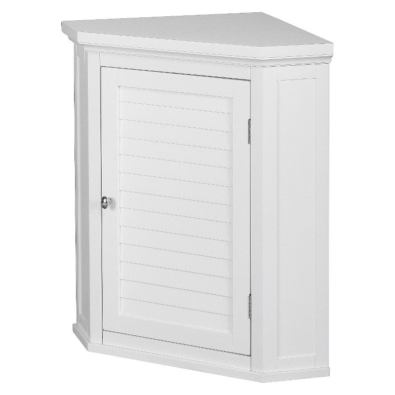 Slone White Shuttered Corner Cabinet - Elegant Home Fashion