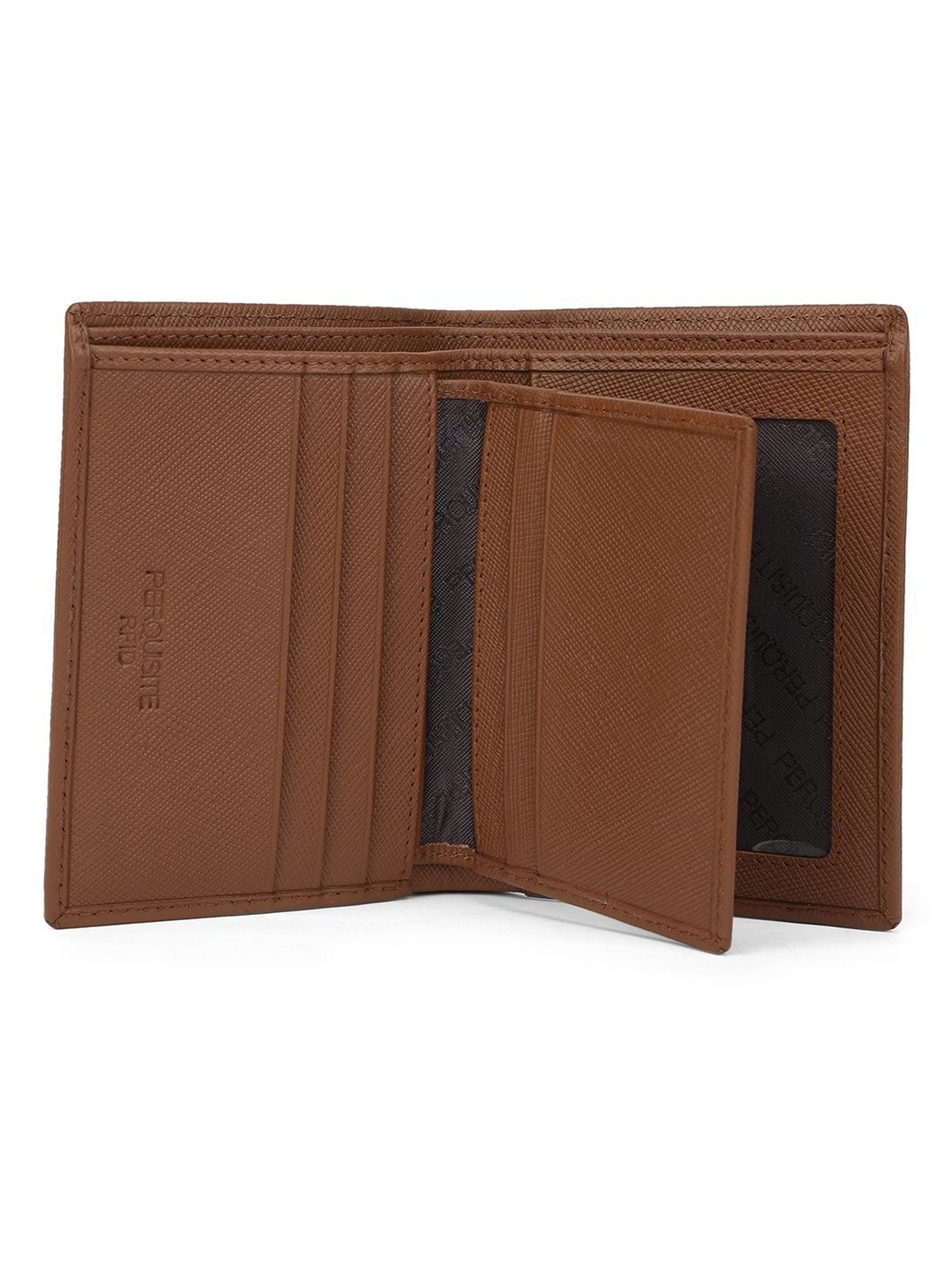 PERQUISITE Brown Casual Leather Bi-Fold Wallet for men