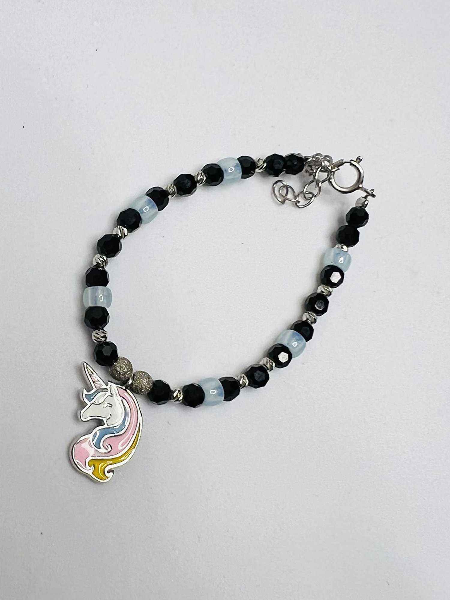 Arte Jewels 925 Sterling Silver Unicorn Initial Beads Bracelet for Baby Girls & Boys