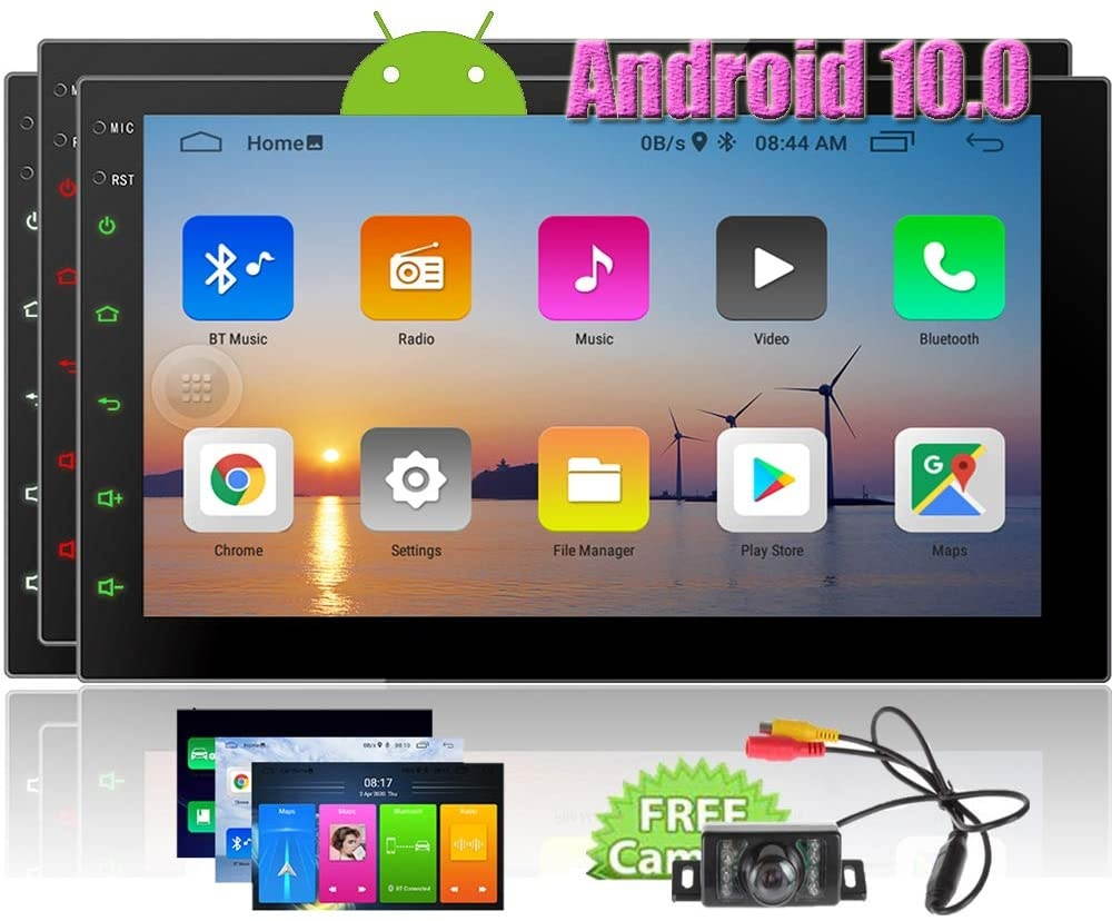 Double Din Android 10.0 Car Stereo GPS Navigation 2 Din Car Radio Capacitive Touch Screen in Dash Bluetooth Video Player Autoradio with WiFi USB Mirrorlink 1080P + Rearview Camera