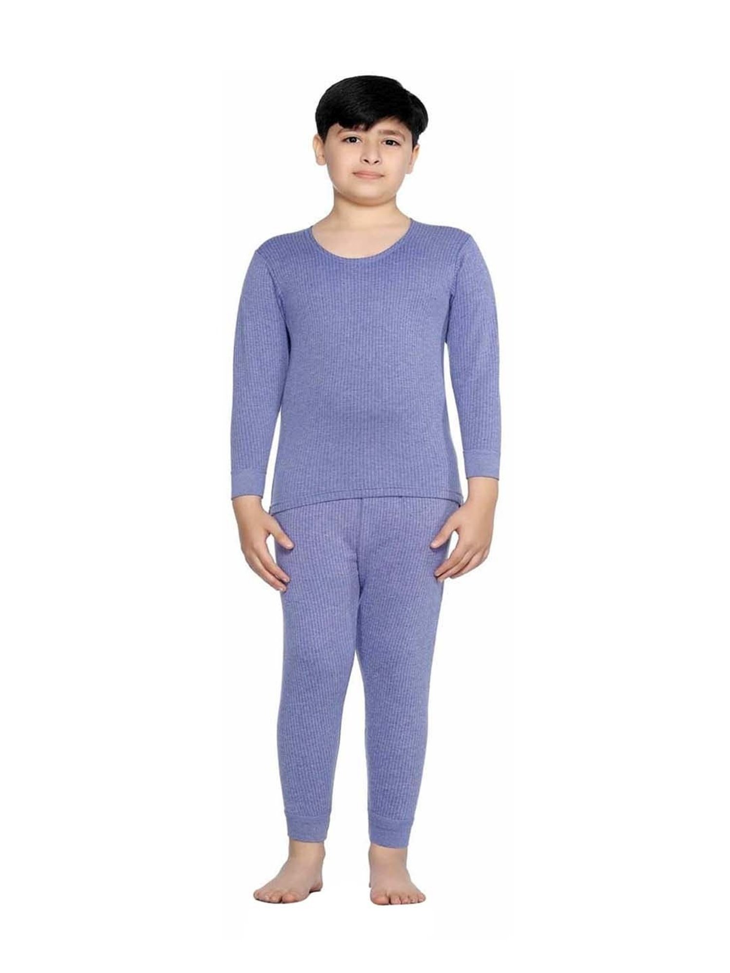 Bodycare Kids Blue Cotton Regular Fit Full Sleeves Thermal Set