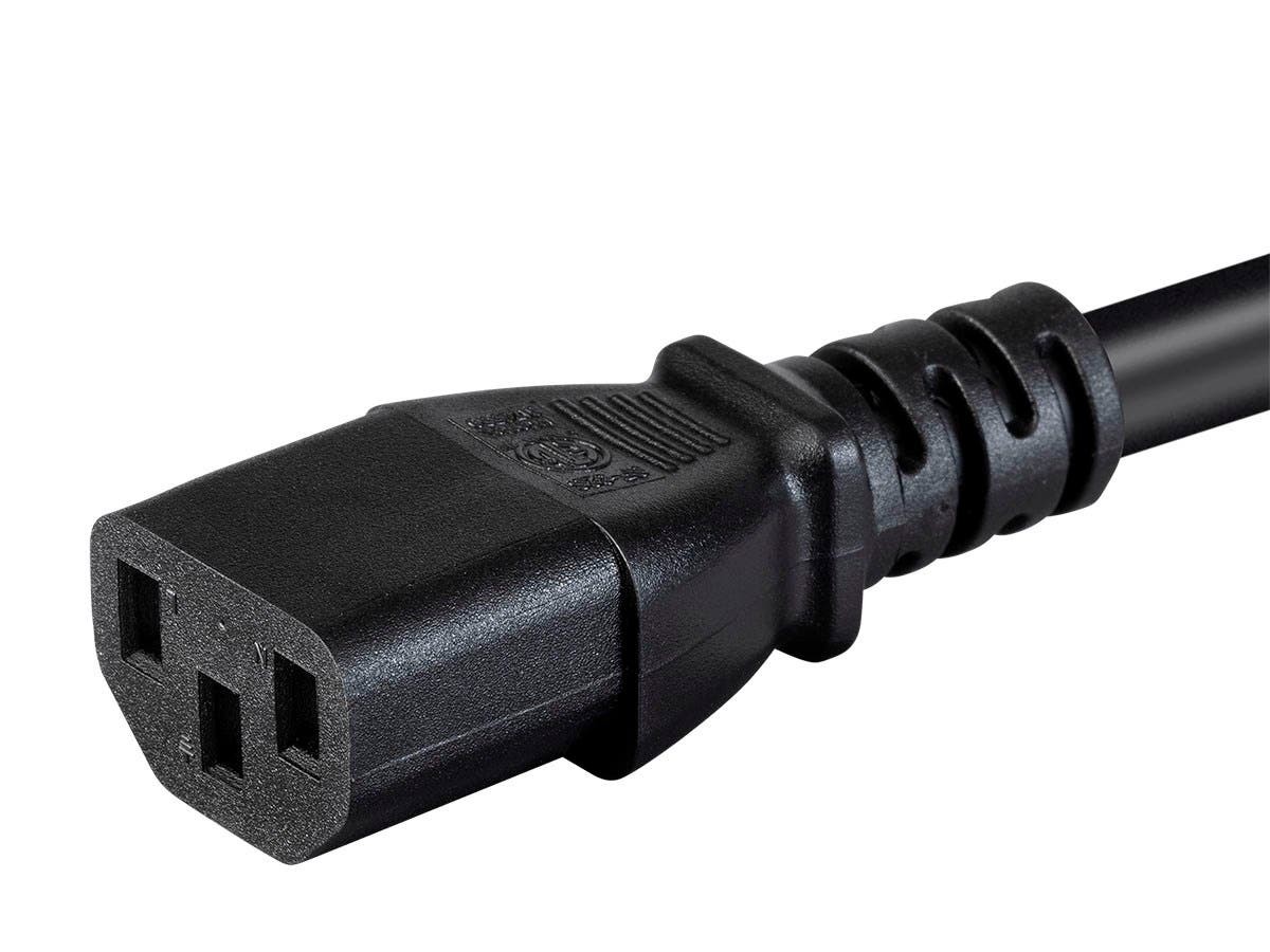 Monoprice Piggyback Extension Cord - 6 Feet - Black | NEMA 5-15P/R to IEC 60320 C13, 16AWG, 13A, SJT, 125V