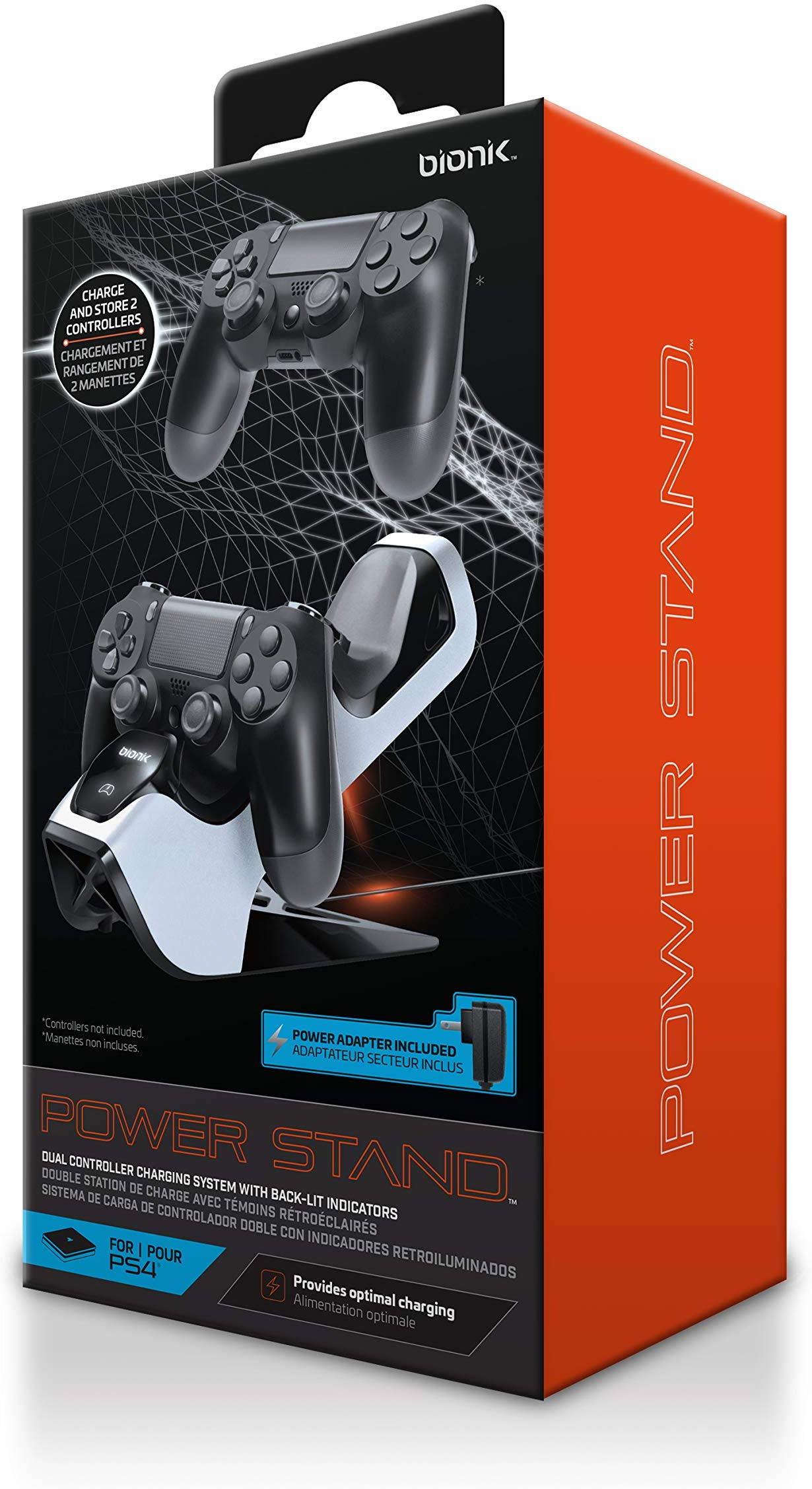 Bionik Power Stand PS4 DualStock Controllers Charger Stand Dock for PlayStation 4