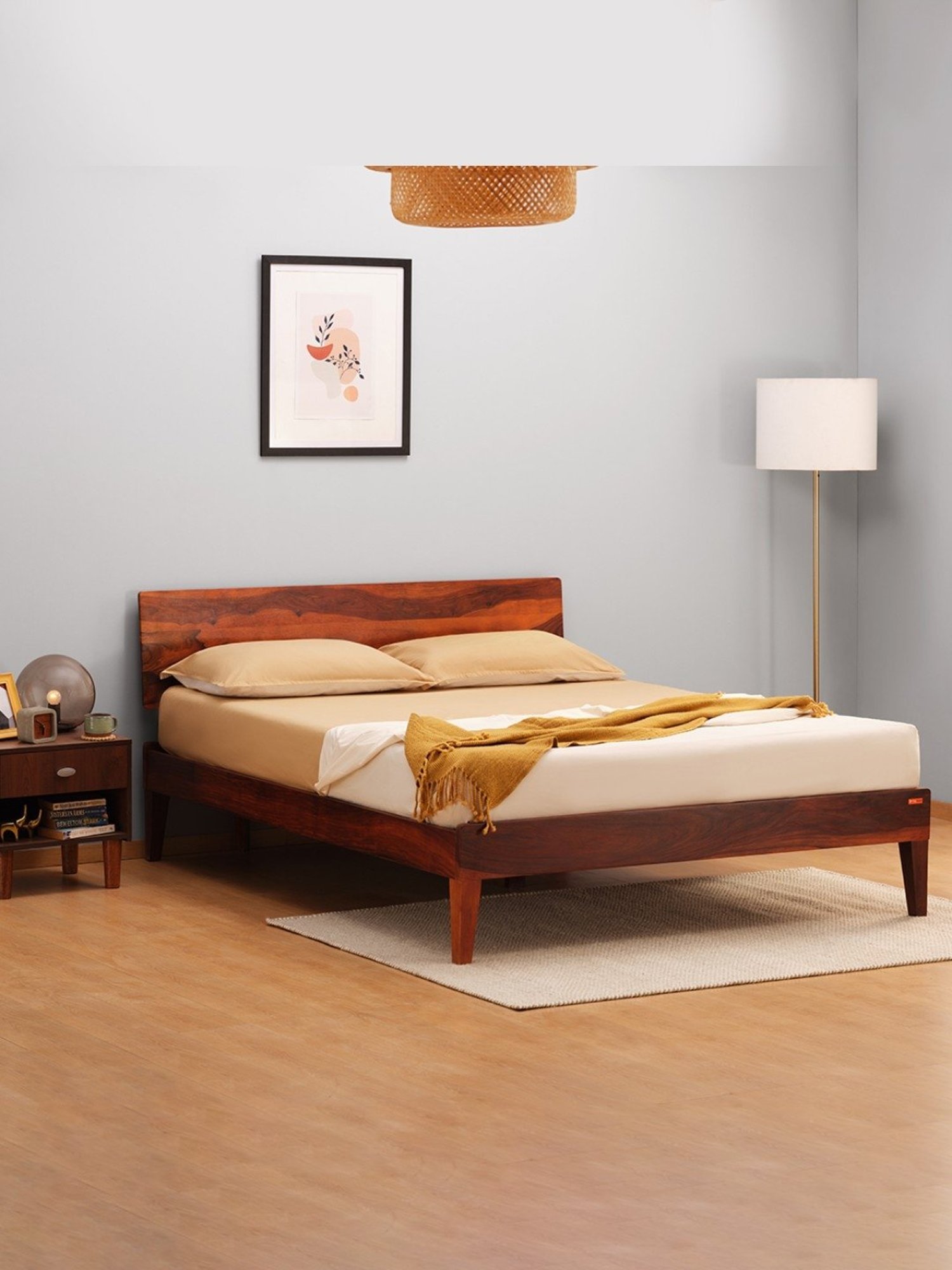 Sleepyhead G Honey Brown Sheesham Wood Queen Size Bed