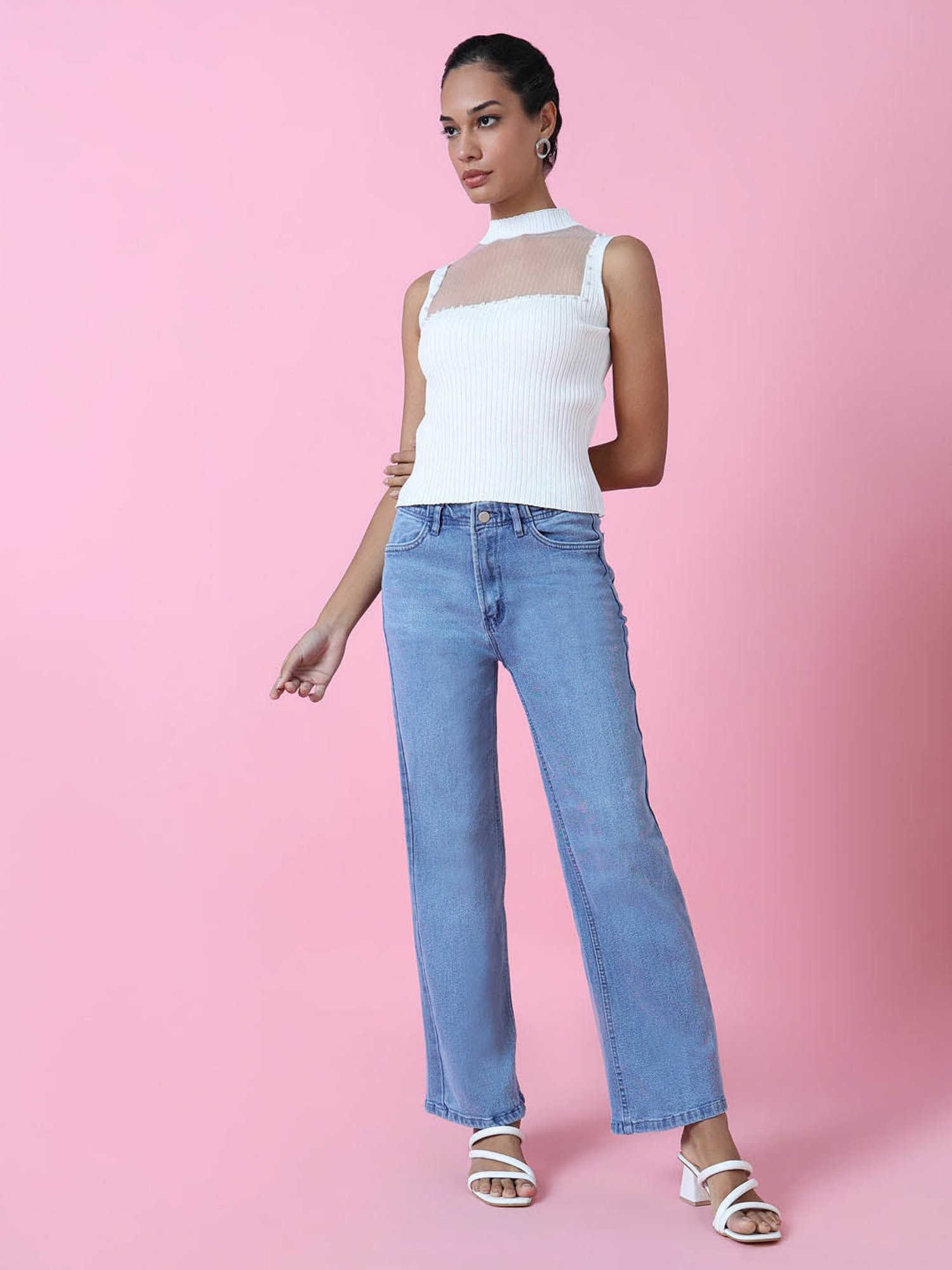 SHOWOFF White Embellished Top