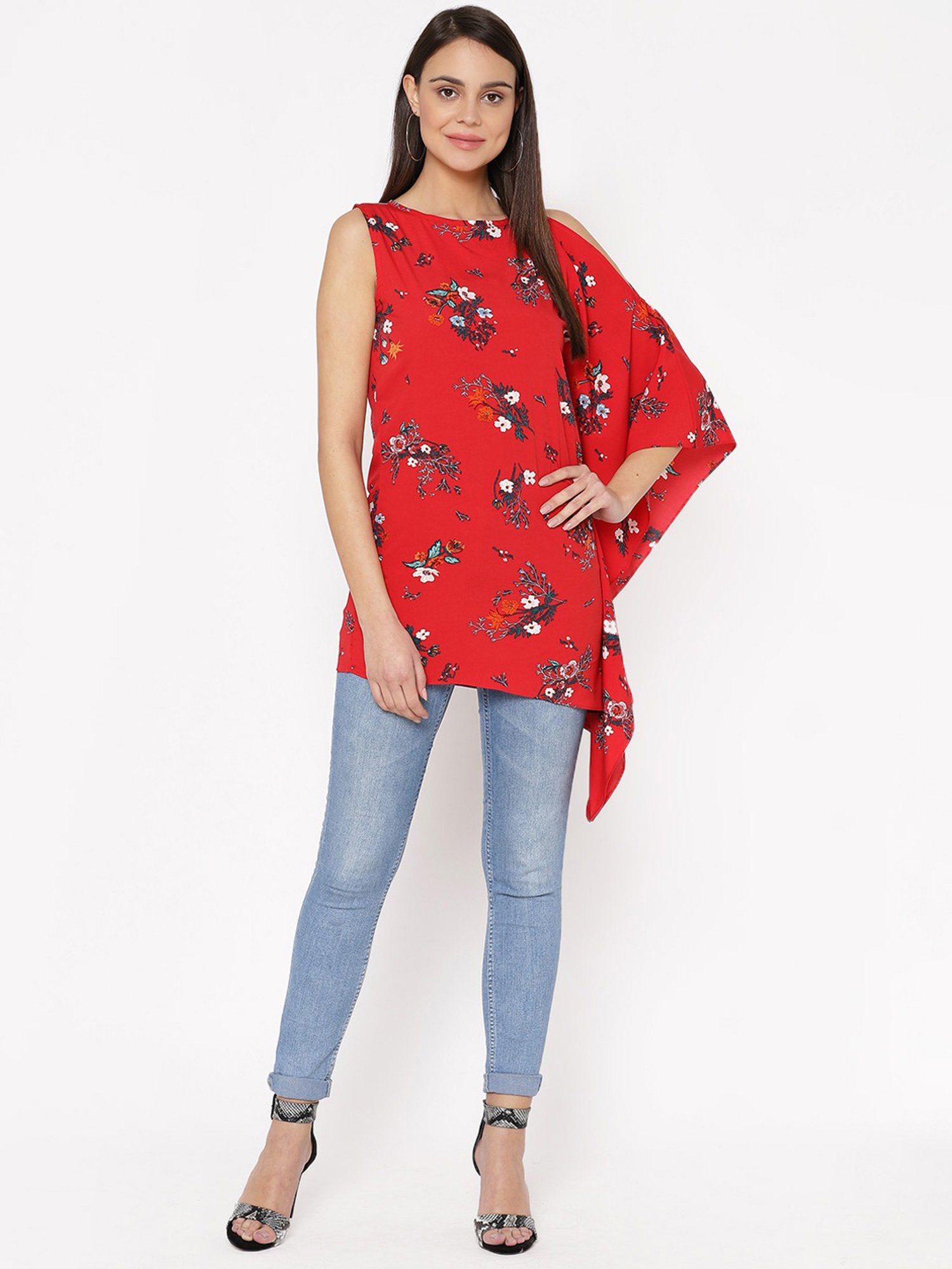 Carlton London Red Floral Print Top
