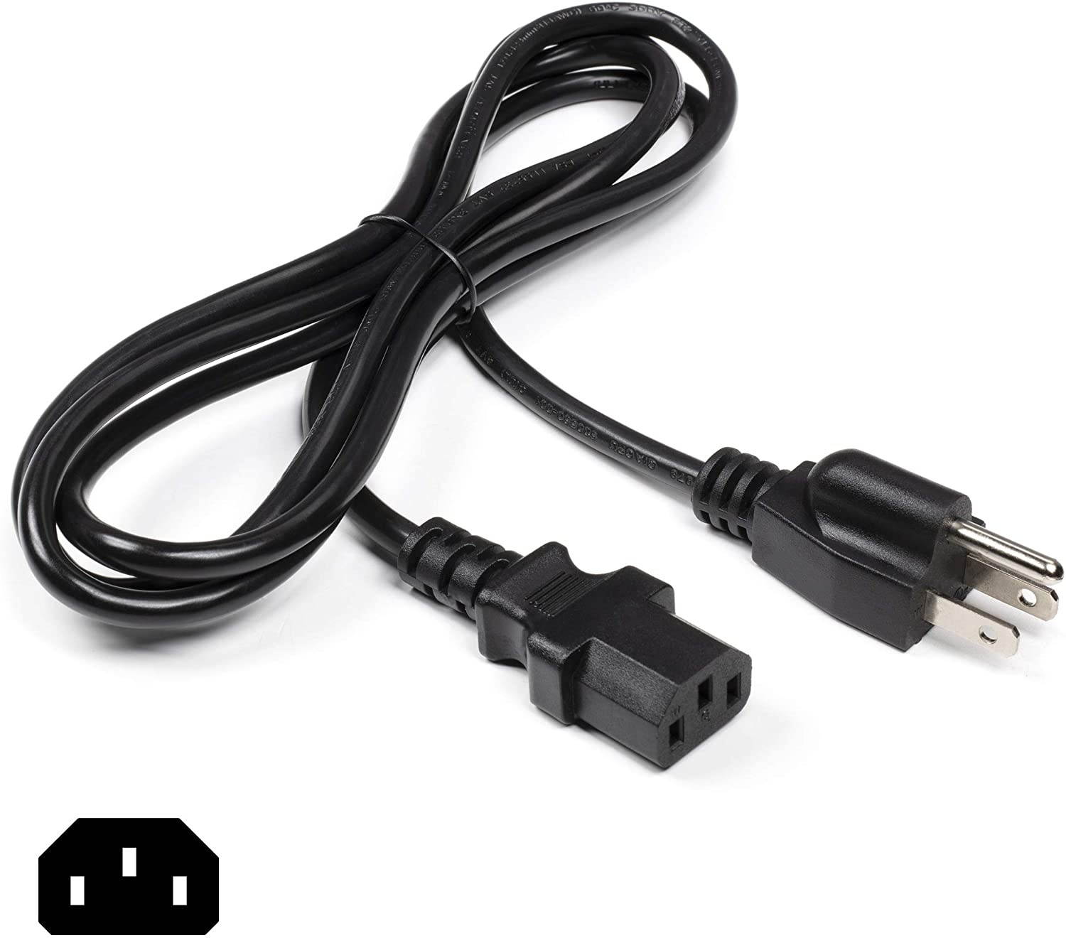 AC Power Cord (3 Prong) | 4 Feet, Black | Premium Quality Copper Wire Core - Computer, Medical, Server & Desktop - NEMA 5-15 to C13 / IEC 320 - UL Listed Power Cable