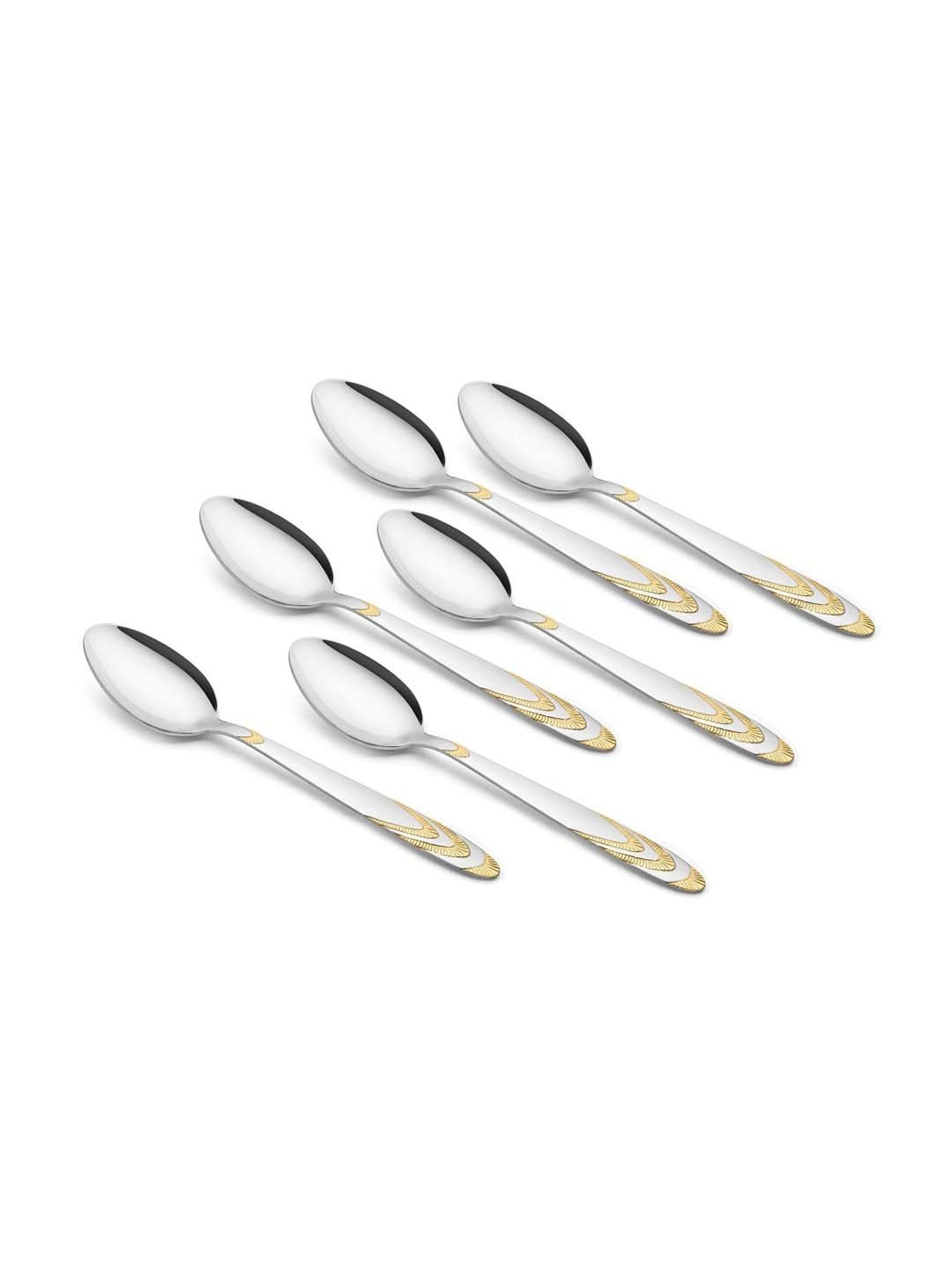 FnS Magna Silver & Gold Stainless Steel Baby Spoon - Set of 6
