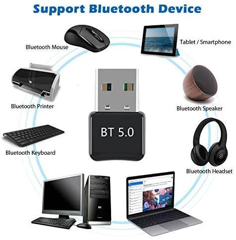 USB Bluetooth 5.0 Adapter Dongle - Wireless Bluetooth Transmitter Receiver for Windows 10/8.1/8 / 7 / XP Laptop PC for Bluetooth Speaker, Headset, Keyboard, Mouse, Game Controller