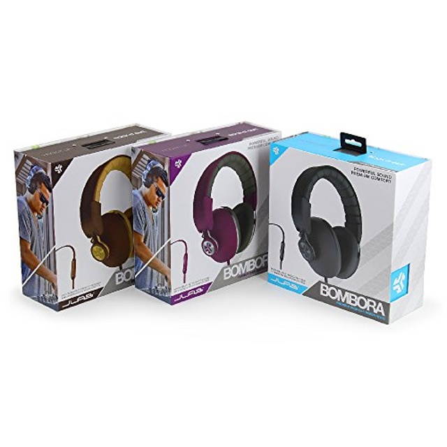 JLab Audio Bombora Over-Ear Headphones with Universal Mic, Matte Purple/Gray