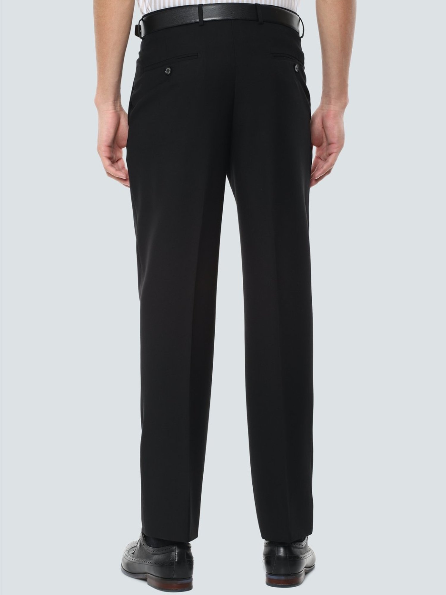 Louis Philippe Black Regular Fit Pleated